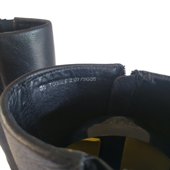 Jones Bootmaker Black Leather Tall Boots Size 38 EU 7.5 US EUC Chunky 3" Heel - Picture 6 of 8